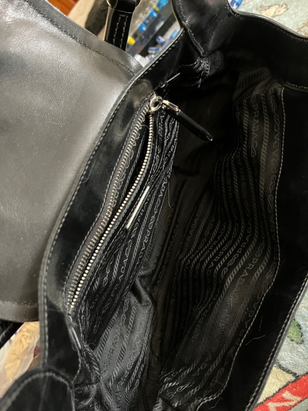 Prada Black Leather & Nylon Buckle Shoulder Bag - Picture 2 of 15